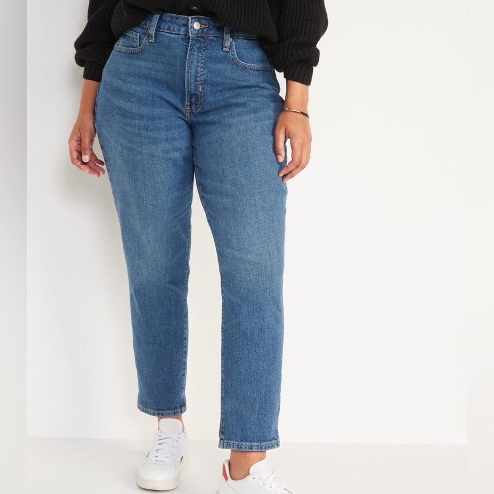 Old Navy (18) High Rise O.G. Straight Medium-Dark Wash Denim Blue Jeans